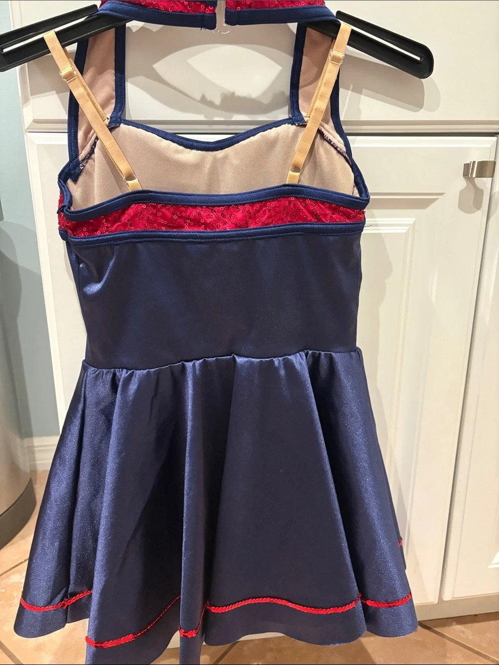 Weissman Navy and Red Halter Dance Costume